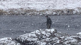 Fishing in the snow