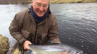 Mr T Abraham with his 7lb salmon